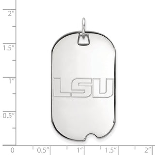Sterling Silver Rhodium-plated LogoArt Louisiana State University L-S-U Large Dog Tag Pendant