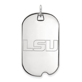 Sterling Silver Rhodium-plated LogoArt Louisiana State University L-S-U Large Dog Tag Pendant