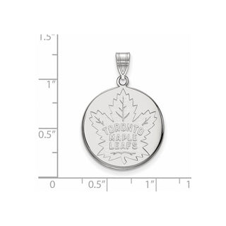 10k White Gold NHL LogoArt Toronto Maple Leafs Large Disc Pendant
