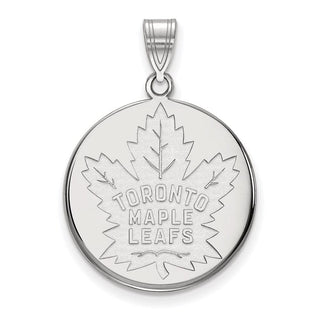 14k White Gold NHL LogoArt Toronto Maple Leafs Large Disc Pendant