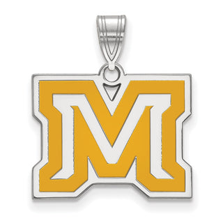 Sterling Silver Rhodium-plated LogoArt Montana State University Letter M Medium Enameled Pendant
