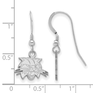Sterling Silver Rhodium-plated LogoArt Ohio University Bobcat Extra Small Dangle Wire Earrings
