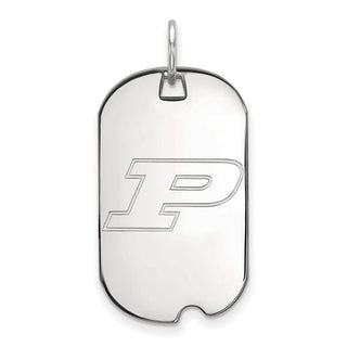 10k White Gold LogoArt Purdue University Letter P Small Dog Tag Pendant