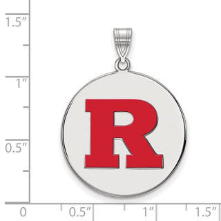 Sterling Silver Rhodium-plated LogoArt Rutgers University Letter R Extra Large Enameled Disc Pendant