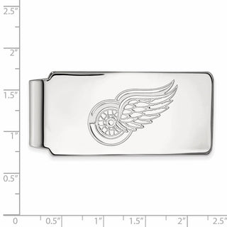 Sterling Silver Rhodium-plated NHL LogoArt Detroit Red Wings Money Clip
