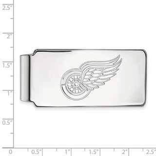 Sterling Silver Rhodium-plated NHL LogoArt Detroit Red Wings Money Clip