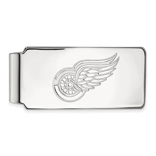 Sterling Silver Rhodium-plated NHL LogoArt Detroit Red Wings Money Clip