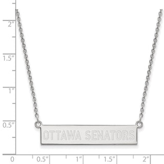 Sterling Silver Rhodium-plated NHL LogoArt Ottawa Senators Small Bar 18 inch Necklace