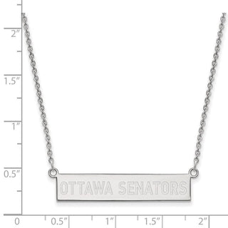 Sterling Silver Rhodium-plated NHL LogoArt Ottawa Senators Small Bar 18 inch Necklace