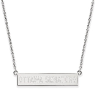 Sterling Silver Rhodium-plated NHL LogoArt Ottawa Senators Small Bar 18 inch Necklace
