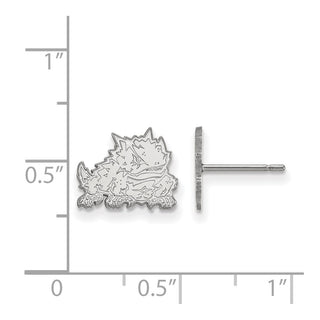 10k White Gold LogoArt Texas Christian University Horned Frog Extra Small Post Earrings
