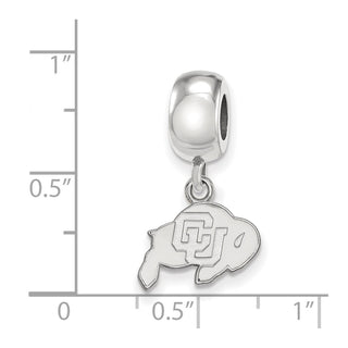 Sterling Silver Rhodium-plated LogoArt University of Colorado Buffalo Extra Small Dangle Bead Charm