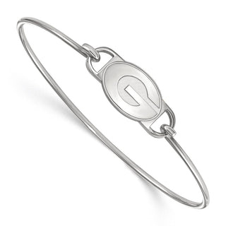 Sterling Silver Rhodium-plated LogoArt University of Georgia Letter G Small Center 7 inch Wire Bangle Bracelet