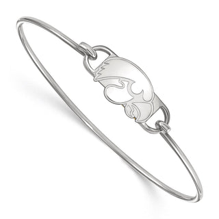Sterling Silver Rhodium-plated LogoArt University of Iowa Small Center Wire Bangle Bracelet
