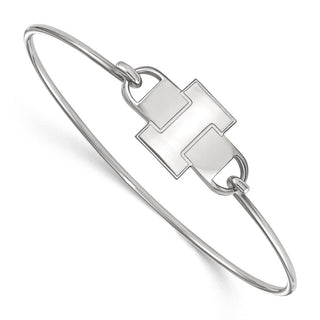 Sterling Silver Rhodium-plated LogoArt University of Illinois Letter I Small Center 7 inch Wire Bangle Bracelet