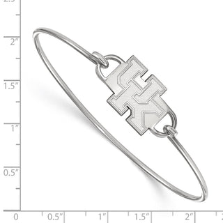 Sterling Silver Rhodium-plated LogoArt University of Kentucky U-K Small Center 7 inch Wire Bangle Bracelet