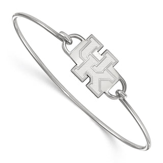 Sterling Silver Rhodium-plated LogoArt University of Kentucky U-K Small Center 7 inch Wire Bangle Bracelet