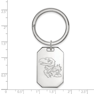 Sterling Silver Rhodium-plated LogoArt University of Kansas Jayhawk Key Ring