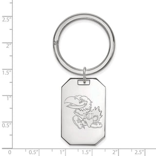 Sterling Silver Rhodium-plated LogoArt University of Kansas Jayhawk Key Ring