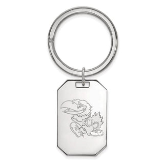 Sterling Silver Rhodium-plated LogoArt University of Kansas Jayhawk Key Ring