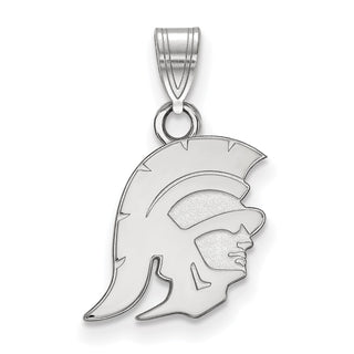Sterling Silver Rhodium-plated LogoArt University of Southern California Trojan Small Pendant