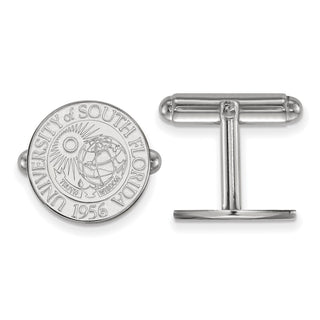 Sterling Silver Rhodium-plated LogoArt University of South Florida Crest Cuff Links