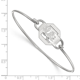 Sterling Silver Rhodium-plated LogoArt University of South Carolina Small Center 7 inch Wire Bangle Bracelet