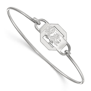 Sterling Silver Rhodium-plated LogoArt University of South Carolina Small Center 7 inch Wire Bangle Bracelet
