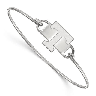 Sterling Silver Rhodium-plated LogoArt University of Tennessee Letter T Small Center 7 inch Wire Bangle Bracelet