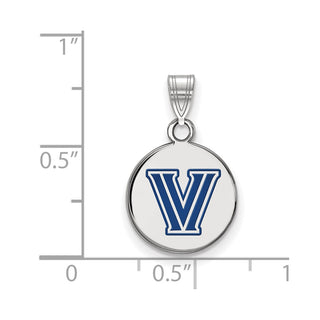 Sterling Silver Rhodium-plated LogoArt Villanova University Letter V Small Enameled Disc Pendant
