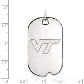14k White Gold LogoArt Virginia Tech V-T Large Dog Tag Pendant