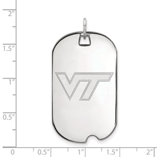 10k White Gold LogoArt Virginia Tech V-T Large Dog Tag Pendant