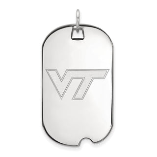 Sterling Silver Rhodium-plated LogoArt Virginia Tech V-T Large Dog Tag Pendant
