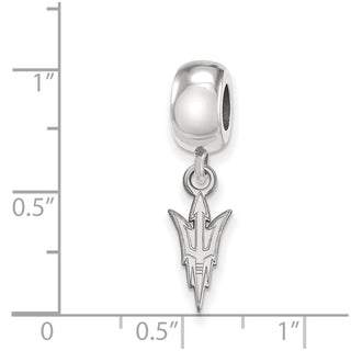 Sterling Silver Rhodium-plated LogoArt Arizona State University Pitchfork Small Dangle Bead Charm