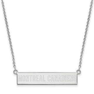 Sterling Silver Rhodium-plated NHL LogoArt Montreal Canadiens Small Bar 18 inch Necklace
