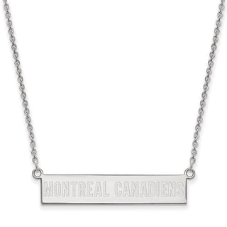 Sterling Silver Rhodium-plated NHL LogoArt Montreal Canadiens Small Bar 18 inch Necklace