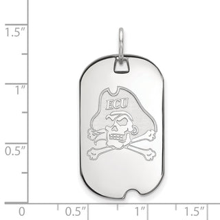 Sterling Silver Rhodium-plated LogoArt East Carolina University Pirate Small Dog Tag Pendant