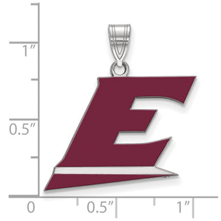 Sterling Silver Rhodium-plated LogoArt Eastern Kentucky University Letter E Large Enameled Pendant