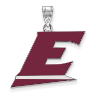 Sterling Silver Rhodium-plated LogoArt Eastern Kentucky University Letter E Large Enameled Pendant