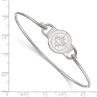 Sterling Silver Rhodium-plated NHL LogoArt Winnipeg Jets Small Center 7 inch Wire Bangle Bracelet