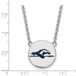 Sterling Silver Rhodium-plated LogoArt Longwood University Horse Large Enameled Disc 18 inch Necklace