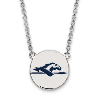Sterling Silver Rhodium-plated LogoArt Longwood University Horse Large Enameled Disc 18 inch Necklace