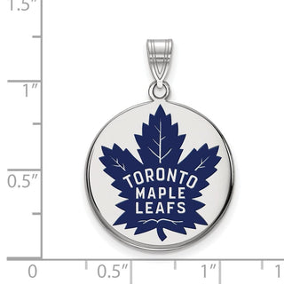 Sterling Silver Rhodium-plated NHL LogoArt Toronto Maple Leafs Large Enameled Disc Pendant