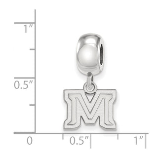 Sterling Silver Rhodium-plated LogoArt Montana State University Letter M Extra Small Dangle Bead Charm
