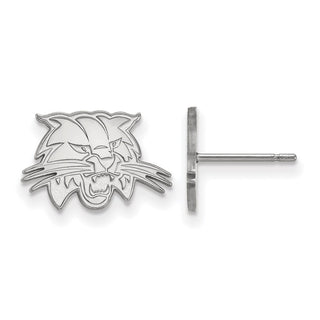 Sterling Silver Rhodium-plated LogoArt Ohio University Bobcat Extra Small Post Earrings