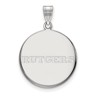 Sterling Silver Rhodium-plated LogoArt Rutgers University Large Disc Pendant