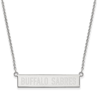 Sterling Silver Rhodium-plated NHL LogoArt Buffalo Sabres Small Bar 18 inch Necklace