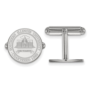 Sterling Silver Rhodium-plated LogoArt Southern Illinois University Crest Cuff Links