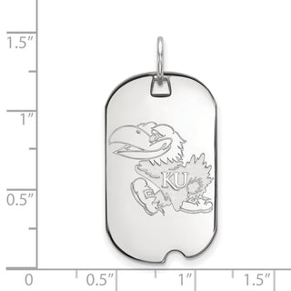 14k White Gold LogoArt University of Kansas Jayhawk Small Dog Tag Pendant