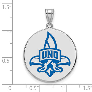 Sterling Silver Rhodium-plated LogoArt University of New Orleans Privateers Extra Large Enameled Disc Pendant